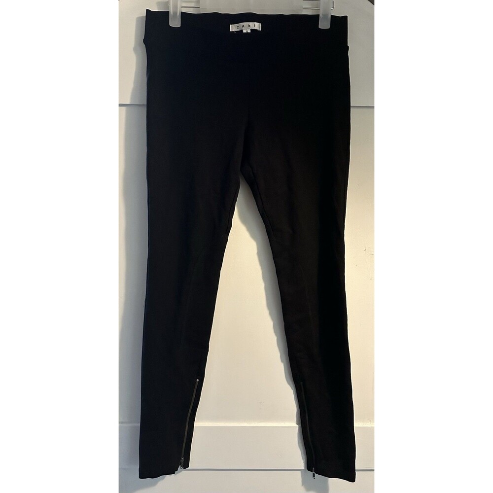 Cabi #196 Ponte Knit Pull On Black Pants Riding Midtown Ankle Zip Stretch Sz S